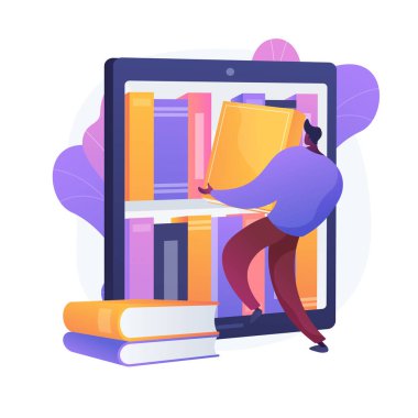 depositphotos 353921912 stock illustration ebooks collection library archive reading